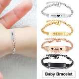 Personalized Name Bar Baby Bracelet, Stainless Steel, Newborn Gift