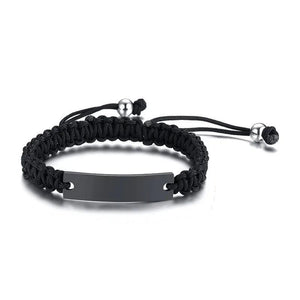 Men's ID Tag Bracelet Stainless Steel Bar Adjustable Personalized Initials
