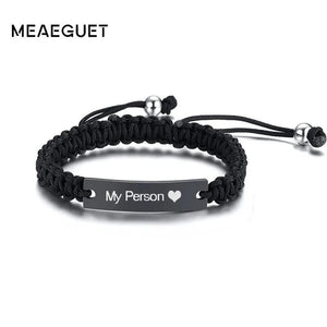 Men's ID Tag Bracelet Stainless Steel Bar Adjustable Personalized Initials