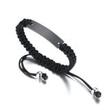 Men's ID Tag Bracelet Stainless Steel Bar Adjustable Personalized Initials