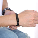 Men's ID Tag Bracelet Stainless Steel Bar Adjustable Personalized Initials