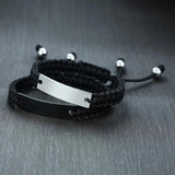 Men's ID Tag Bracelet Stainless Steel Bar Adjustable Personalized Initials