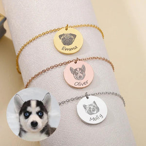 Custom Pet Photo Bracelet for Women Stainless Steel Cat Dog Picture Name Jewelry