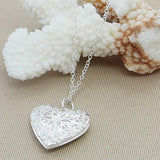 925 Sterling Silver Heart Photo Frame Necklace Women Necklace