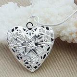 925 Sterling Silver Heart Photo Frame Necklace Women Necklace