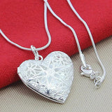 925 Sterling Silver Heart Photo Frame Necklace Women Necklace