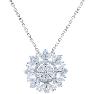 Glitter Cubic Zirconia Snowflake Pendant Necklace Silver