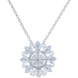 Glitter Cubic Zirconia Snowflake Pendant Necklace Silver