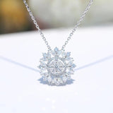 Glitter Cubic Zirconia Snowflake Pendant Necklace Silver