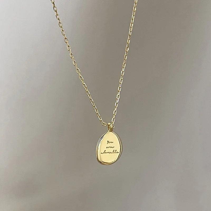925 Sterling Silver Letter Geometry Choker Necklace For Women