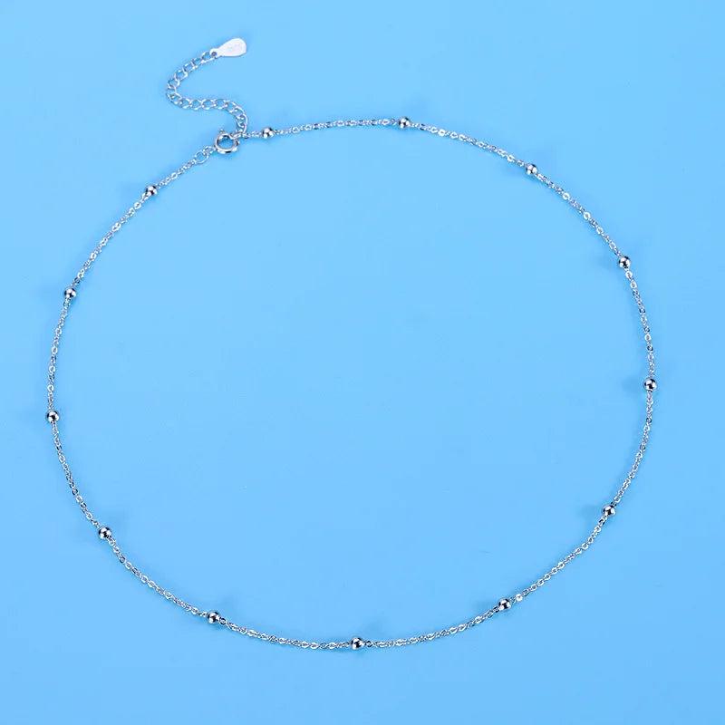 925 Silver Bead Ball Choker Necklace for Women