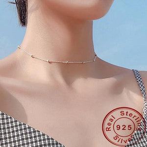 925 Silver Bead Ball Choker Necklace for Women