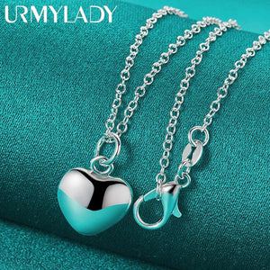 925 Silver Love Heart Pendant Necklace For Women Party Jewelry