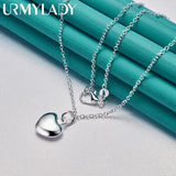 925 Silver Love Heart Pendant Necklace For Women Party Jewelry
