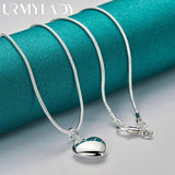 925 Silver Love Heart Pendant Necklace For Women Party Jewelry