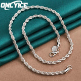 925 Sterling Silver 4mm Twisted Rope Necklace Charm Jewelry