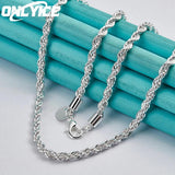 925 Sterling Silver 4mm Twisted Rope Necklace Charm Jewelry