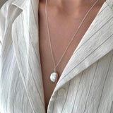 925 Silver Geometric Pearl Chain Choker Necklace for Women