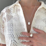 925 Silver Geometric Pearl Chain Choker Necklace for Women