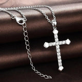 S925 Sterling Silver Cross Zircon Necklace 18 Inches