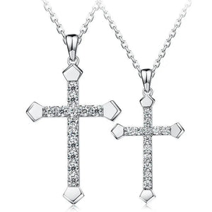 S925 Sterling Silver Cross Zircon Necklace 18 Inches Men Wedding Party Gift