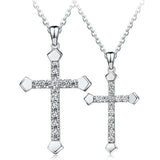 S925 Sterling Silver Cross Zircon Necklace 18 Inches Men Wedding Party Gift