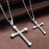 S925 Sterling Silver Cross Zircon Necklace 18 Inches Men Wedding Party Gift