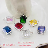 925 Silver Crystal Necklace Light Colored Pendant Chain