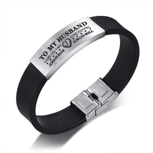Men's Silicone Bracelet with Stainless Steel Tag