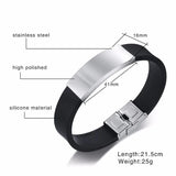 Men's Silicone Bracelet with Stainless Steel Tag