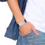 Men's Multi-Layer Leather Bracelet Engrave Name Love Friendship ICE Info