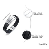 Men's Multi-Layer Leather Bracelet Engrave Name Love Friendship ICE Info