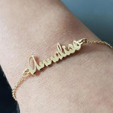 Personalized Name Bracelet Charms Engraved Handwriting Signature Love Message