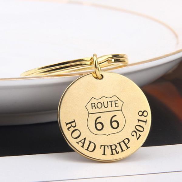 Engraved Key Chain Stainless Steel Bag Charm Trip Group Memorial