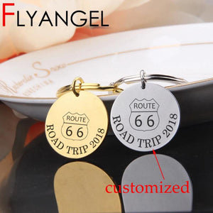 Engraved Key Chain Stainless Steel Bag Charm Trip Group Memorial
