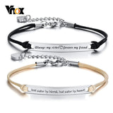 Personalized Bracelets for Women Sisters Stainless Steel Heart Charm BFF Jewelry
