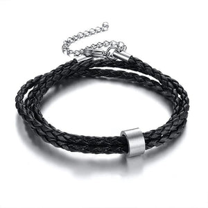 Personalized Family Name Men's Bracelets | Layered Leather with Beads