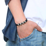 Personalized Family Name Men's Bracelets | Layered Leather with Beads