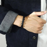Personalized Family Name Men's Bracelets | Layered Leather with Beads