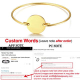 Personalized Initial Bangle Stainless Steel Coin Cuff Bracelet