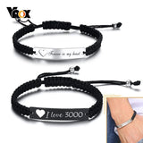 Personalized Couple Bracelets Hollow Heart Stainless Steel