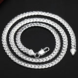 925 Silver Side Chain Necklace 6mm 8/18/20/22/24 In