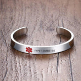 Type 1 Diabetes Medical Alert Bracelet Stainless Steel Engrave