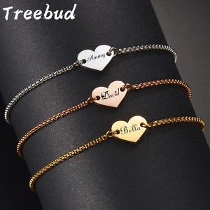 Treebud Name Heart Bracelet Engraved Date ID