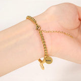 Family Members Nameplate Bracelet Stainless Steel Beads Chain Personalized
