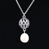 925 Sterling Silver Pearl Drop Pendant Necklace Women Bead Charm Gift