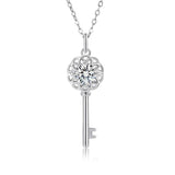 925 Silver Key Pendant Necklace with Moissanite Diamond