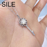 925 Silver Key Pendant Necklace with Moissanite Diamond