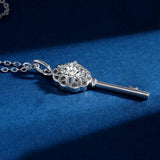 925 Silver Key Pendant Necklace with Moissanite Diamond