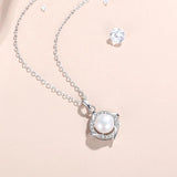Four Leaf Clover Pearl Necklace 925 Silver Retro Zircon Pendant Necklace